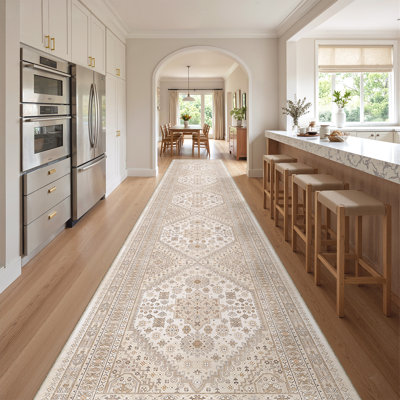 Non-Slip Washable Stain Resistant Area Rug For Living Room Bedroom Dining Room - Yellow 2.5'X16'