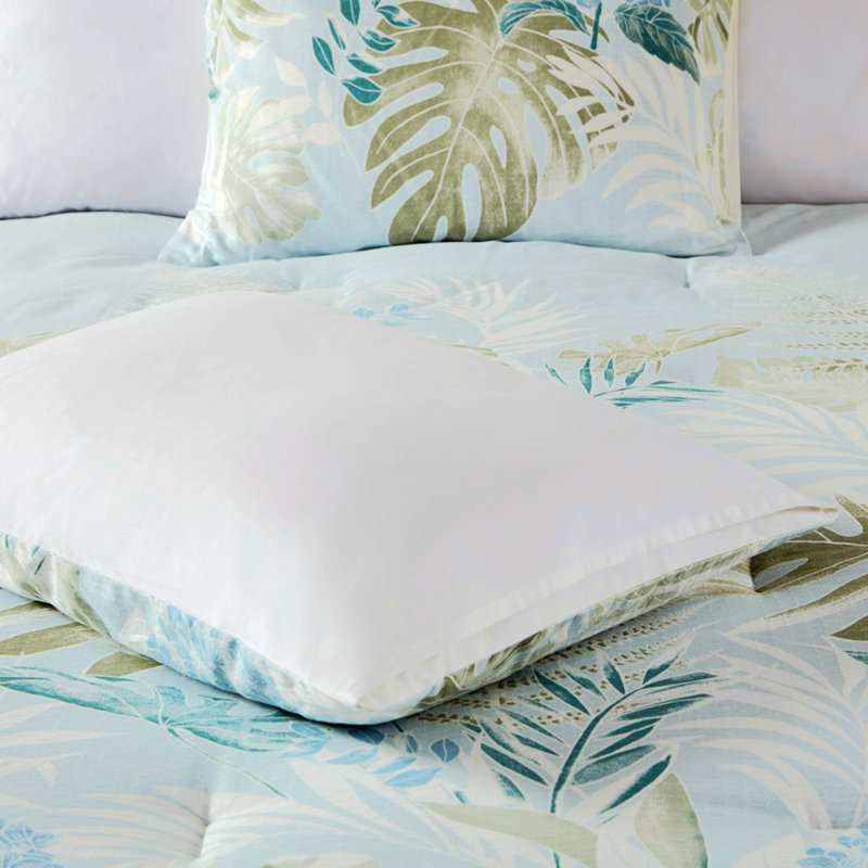 Ensemble d'édredon Mitch, Édredon grand et 2 taies d'oreiller, Floral, Bleu