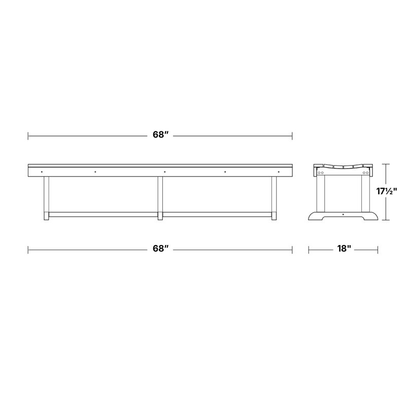Plastic Outdoor Bench, Patriot Blue, 68”