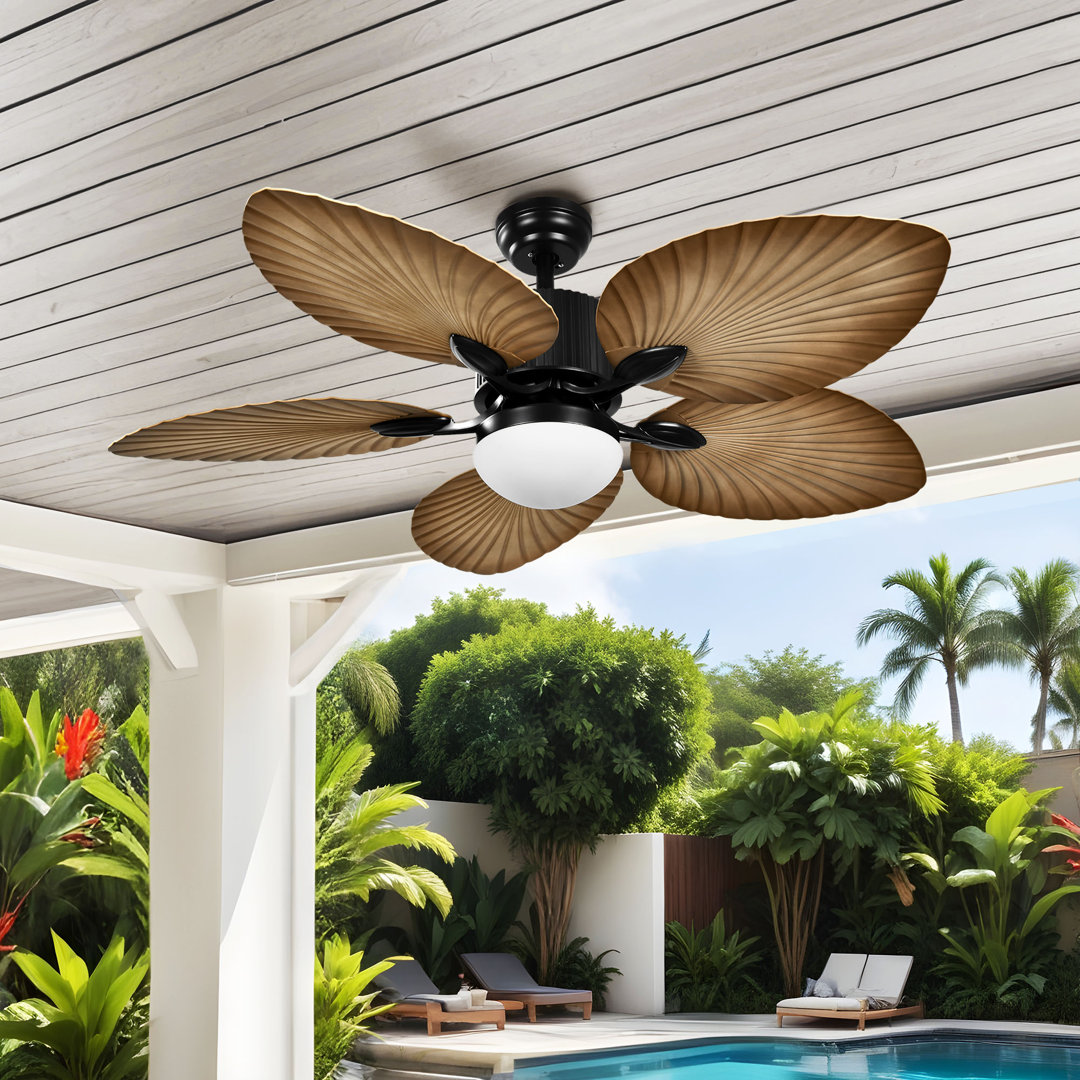 Akam 52'' Ceiling Fan with LED Lights, and 5 Tropical Blades Bay Isle Home™ Blade 