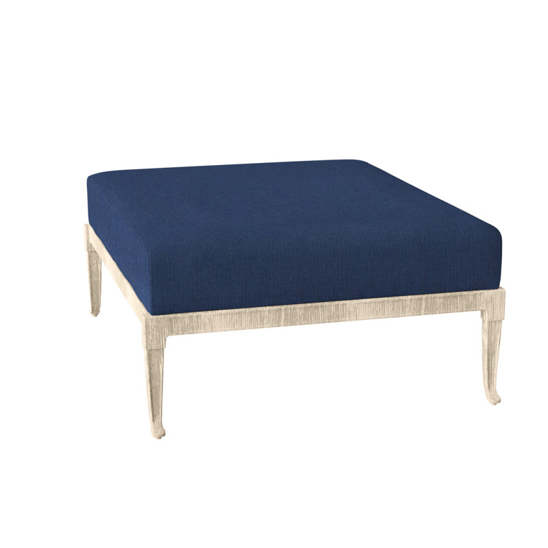 Wiltshire Outdoor Ottoman, Weathered White, Canvas Navy Sunbrella® Canvas