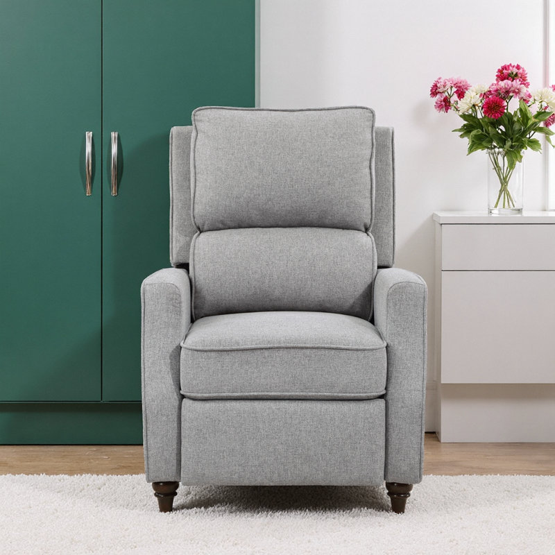 Effortless Comfort Transitional Push-Back Recliner with Pocket Coil Support & Solid Wood Frame, Gray