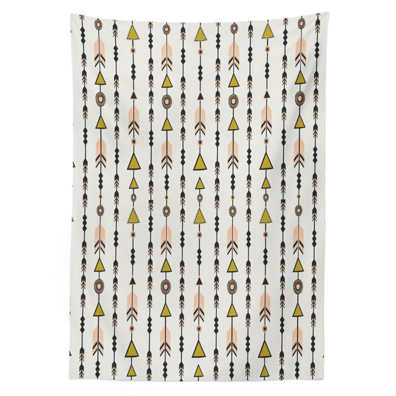 Style Arrow And Geometric Pattern In Retro Style Cultural Boho Tablecloth, 70" x 52"
