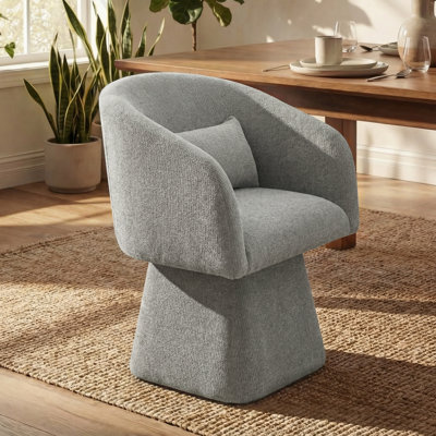 Swivel Barrel Accent Chair, Soft Chenille-Textured Fabric, 360° Swivel, Deep Cushioned Seat without Pillow