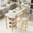 Bar Table Set For 2 With 4 Storage Shelves, 47" Modern Faux Marble Breakfast Table And 2 Upholstered  Counter Stools W/ Backrest And Footrest, 3-Piece Dining Set For 2, Space Saving Bar Height Table And Chairs For Kitchen,Dining Room, Living Room, Stud-1015085476-1015085498