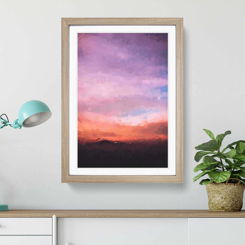 Sky Above the Mountain in Abstract - Picture Frame Graphic Art Print, 36cm H x 27cm W x 2cm D, Oak Framed