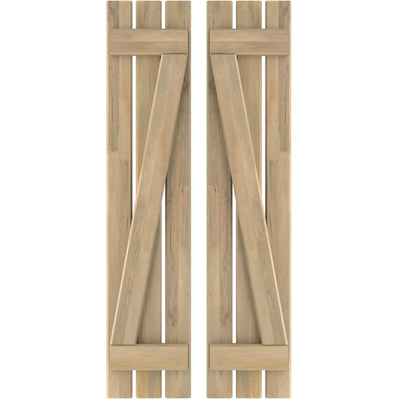 Volets de planche-n-lattes avec barre en Z (par paire) Americraft (2 lattes), Sans finition, 11 1/2", 76"