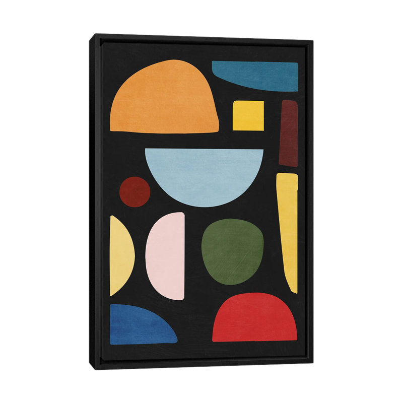 Simple Simple Colorful Shapes Black Art, reproduction d'art sur toile encadrée, H 26 po x l 18 po, Noir