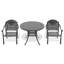 Ensemble de 3 chaises et tables de jardin en fonte d'aluminium avec coussins - Noir, construction robuste, empilables, assise confortable et résistante aux intempéries