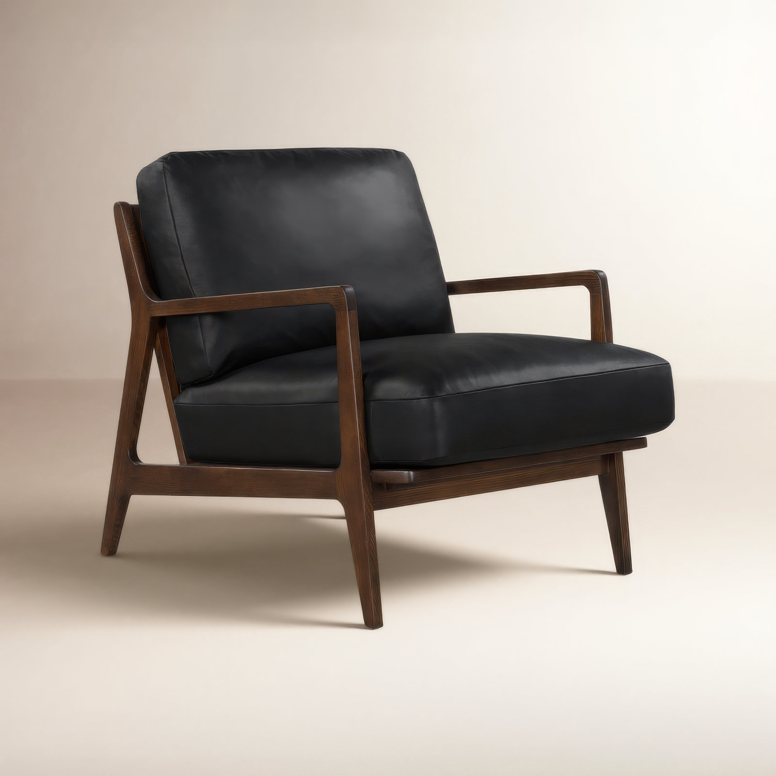 Carmelo Genuine Leather Armchair, Black Genuine Leather
