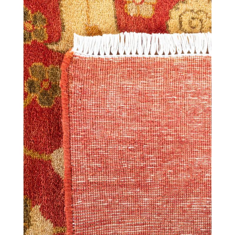 Tapis orange Haynie en laine noué à la main 11 pi 10 po x 18 pi 2 po