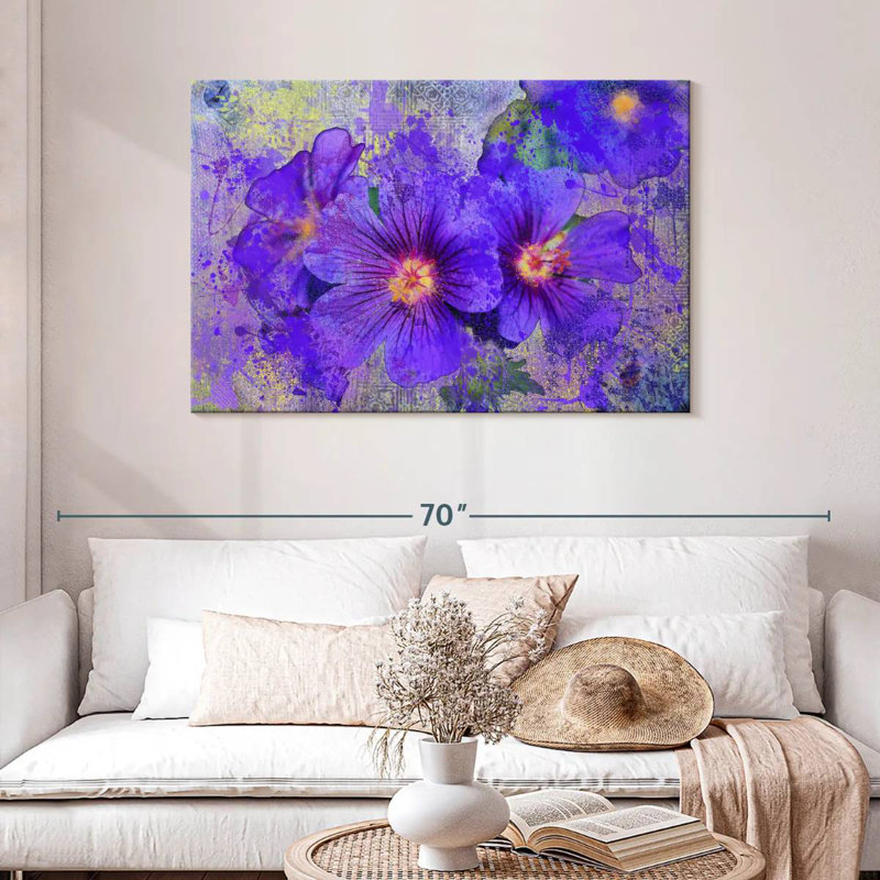 Harnek Blotted Purple Flowers, 30" H x 45" W