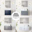 Meuble-lavabo bleu marine 24 po x 22 po, comptoir en quartz blanc, miroir de 18 po et robinet inclus