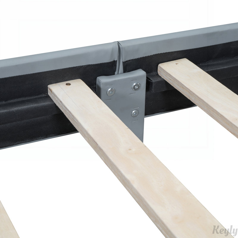 Lit plateforme tapissier grand et simple TG, gris