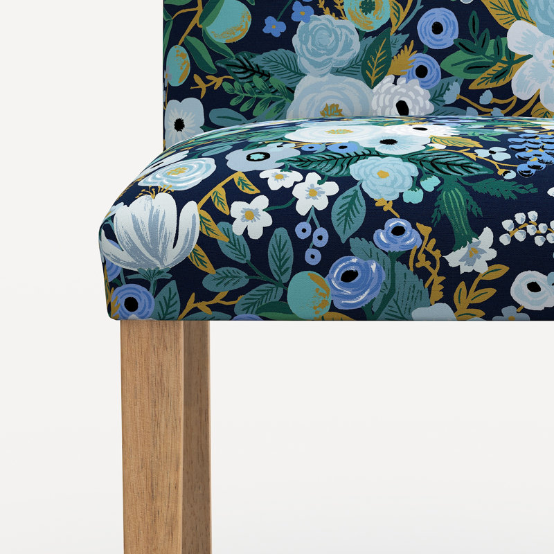 Chaise de salle à manger Rifle Paper Co. x Fabric & Company Lorraine, Lin bleu RPC Garden Party