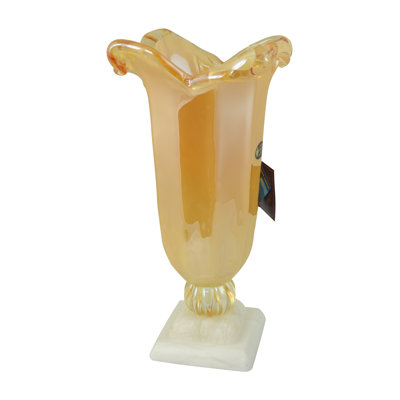 Vase de table en verre soufflé à la main 17 po de hauteur