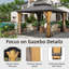 Pavillon de jardin en bois massif avec cadre en métal-98284960