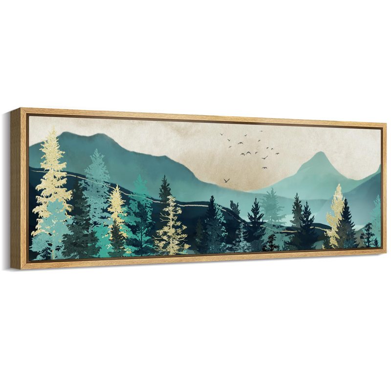 «Woodland Forest Landscape Elegantest And Mountain Panoramic Landscape», reproduction encadrée, H 20 po x l 60 po, Naturel