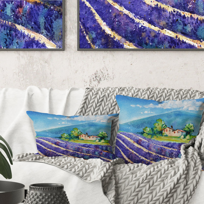 Coussin décoratif imprimé champêtre, 16 po x 16 po