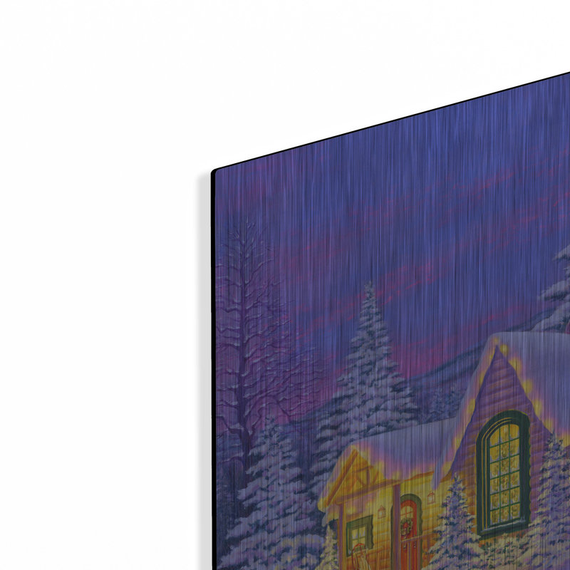 Art mural en métal Millwood Pines «Xmas Cabin» par Christopher Nick, H 24 po x l 16 po