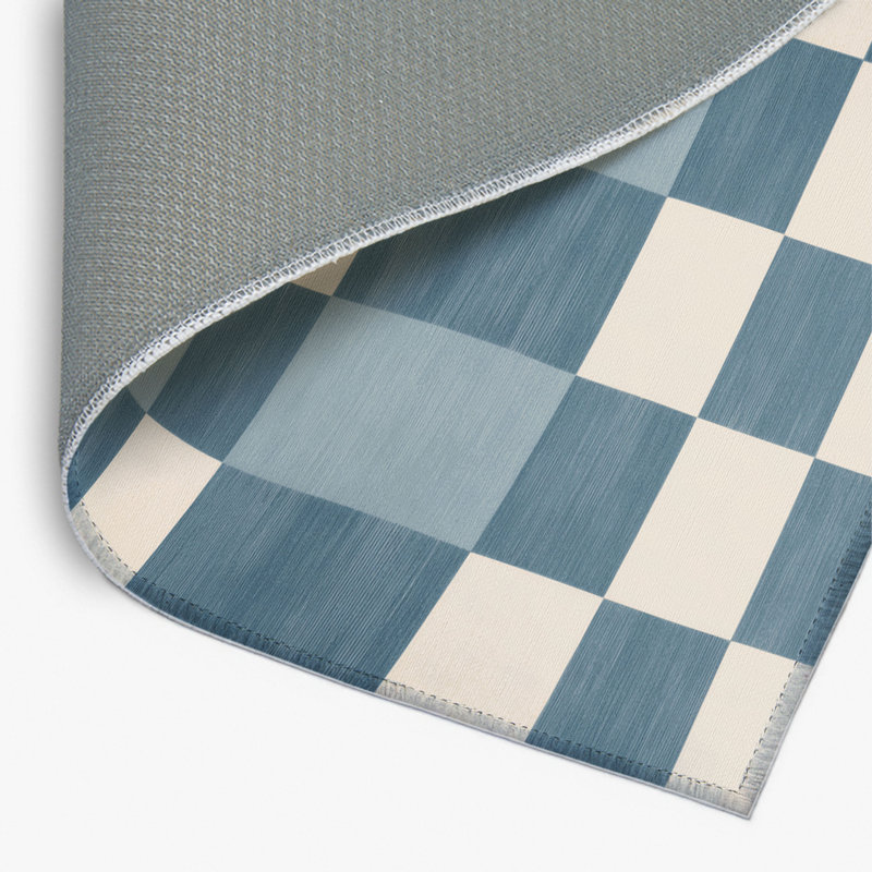 Tapis d'intérieur et d'extérieur à carreaux bleu, Rectangulaire 8 pi x 10 pi