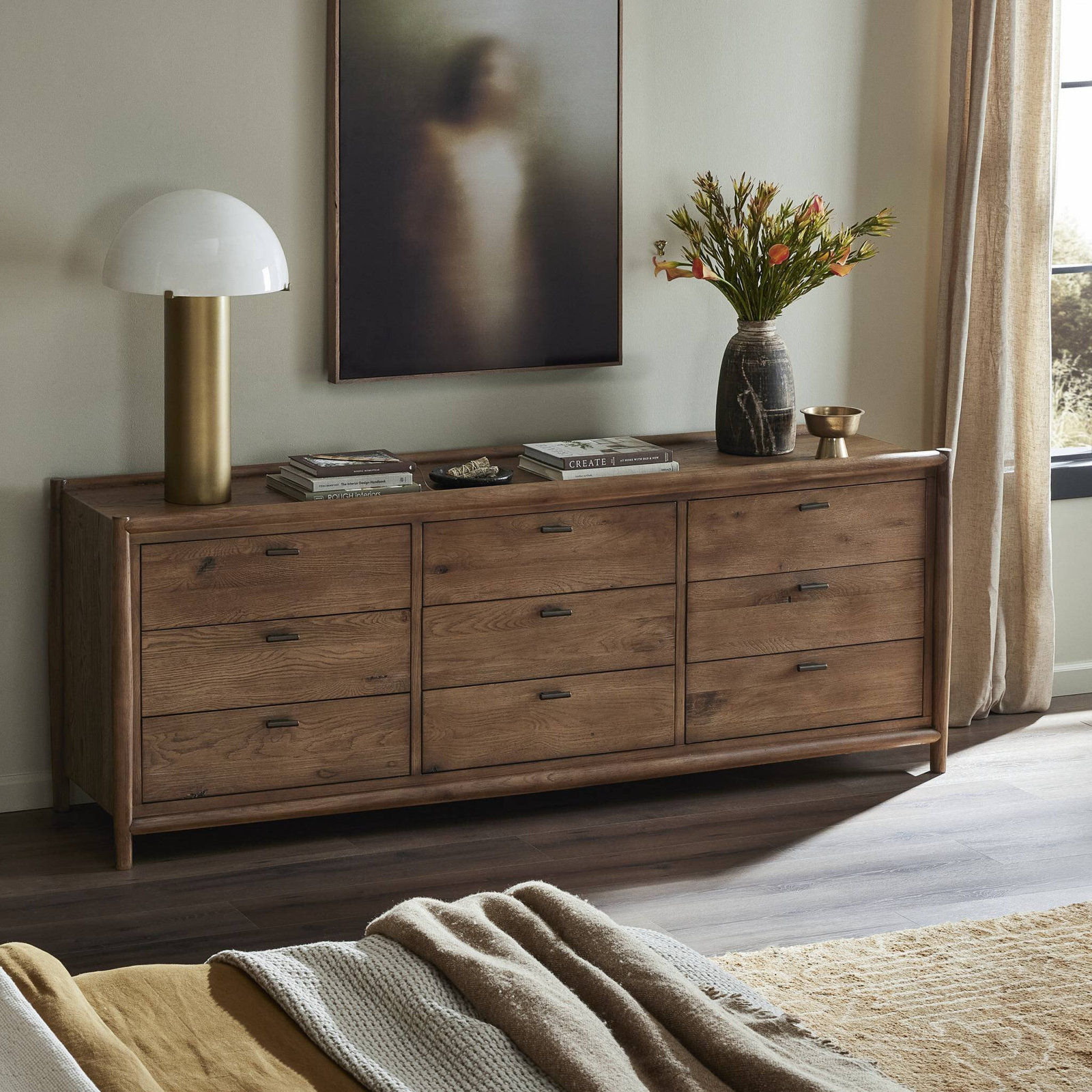 Cayenne 85" Oak Double Dresser, Brown