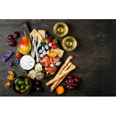 Snacks And Wine - Wrapped Canvas Print