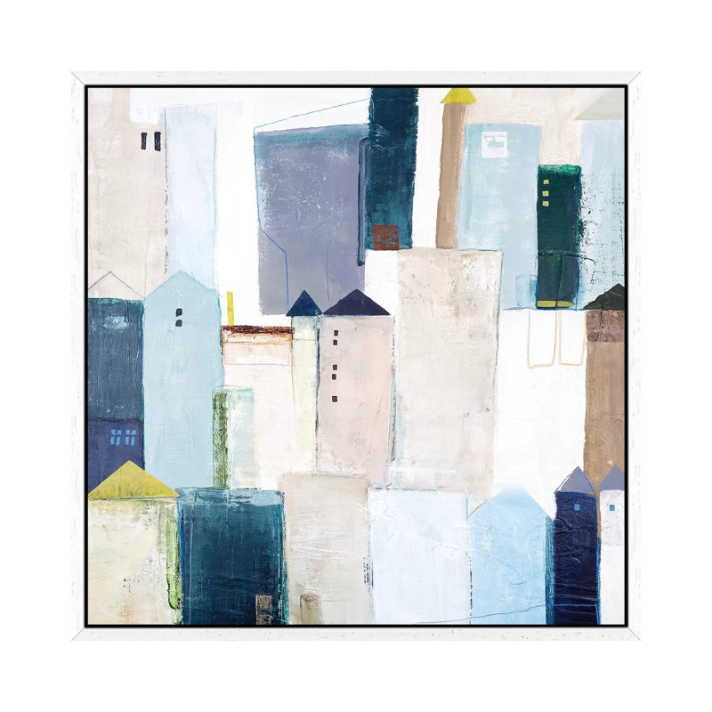 Playground I - Painting on Canvas, 93.98cm H x 93.98cm W x 3.81cm D, White Framed