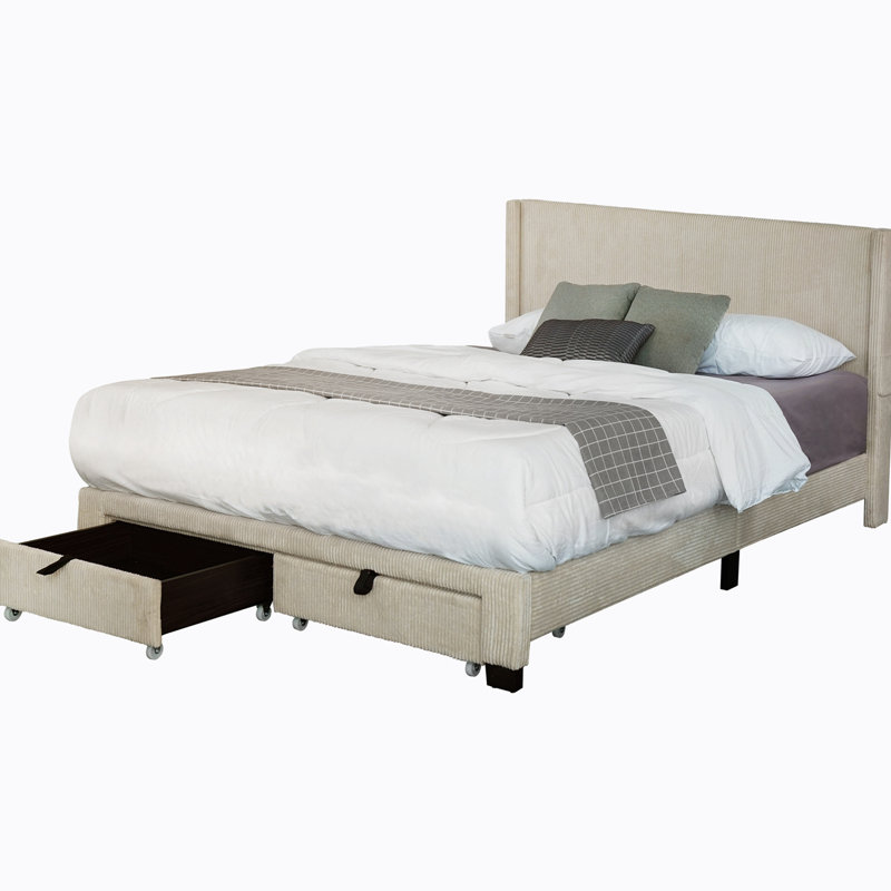 Lit plateforme avec rangement Yameen, Beige