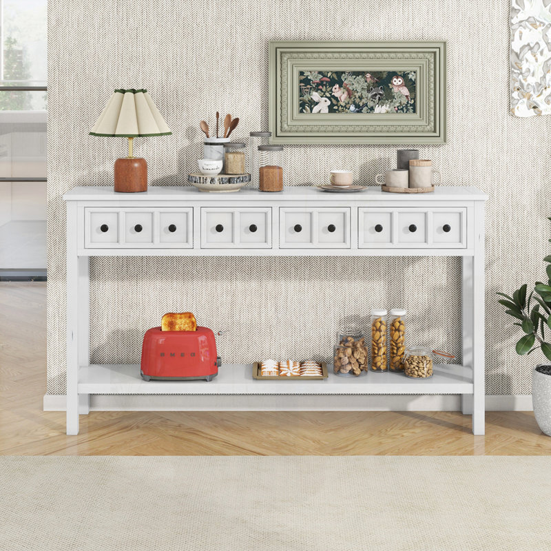 60'' Console Table, Antique White