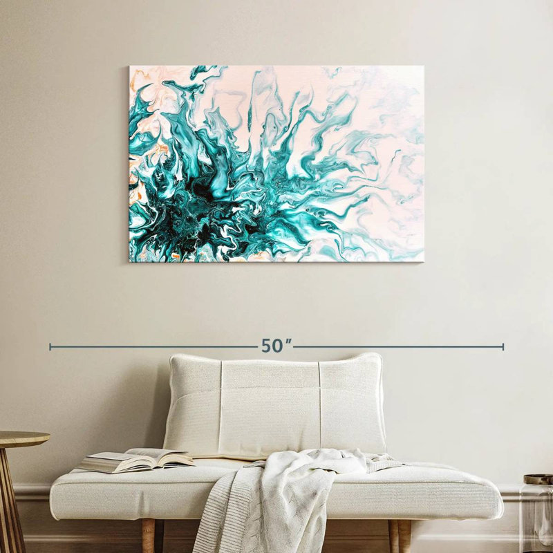 Avery Turquoise Dynamic Abstract, 26" H x 39" W