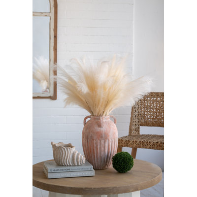 Round Terracotta Vase with Subtle Ribbed Design