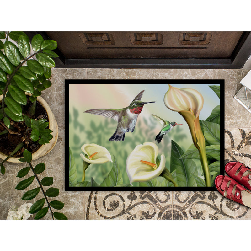 Tapis d'entrée antidérapant Lily and the Hummingbirds, 2 pi x 3 pi