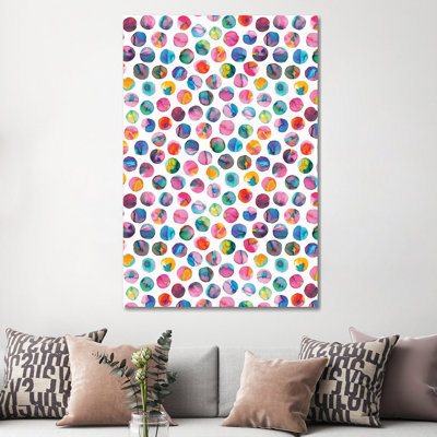 Colorful Ink Marbles Dots Multicolored - Wrapped Canvas Painting