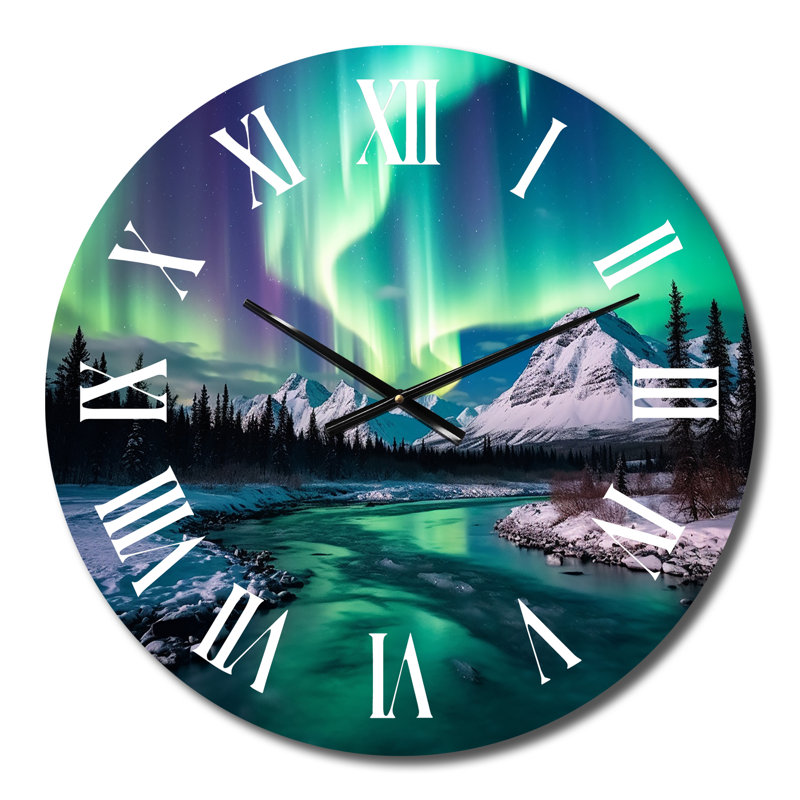 Horloge murale en métal Northern Lights, Moyenne