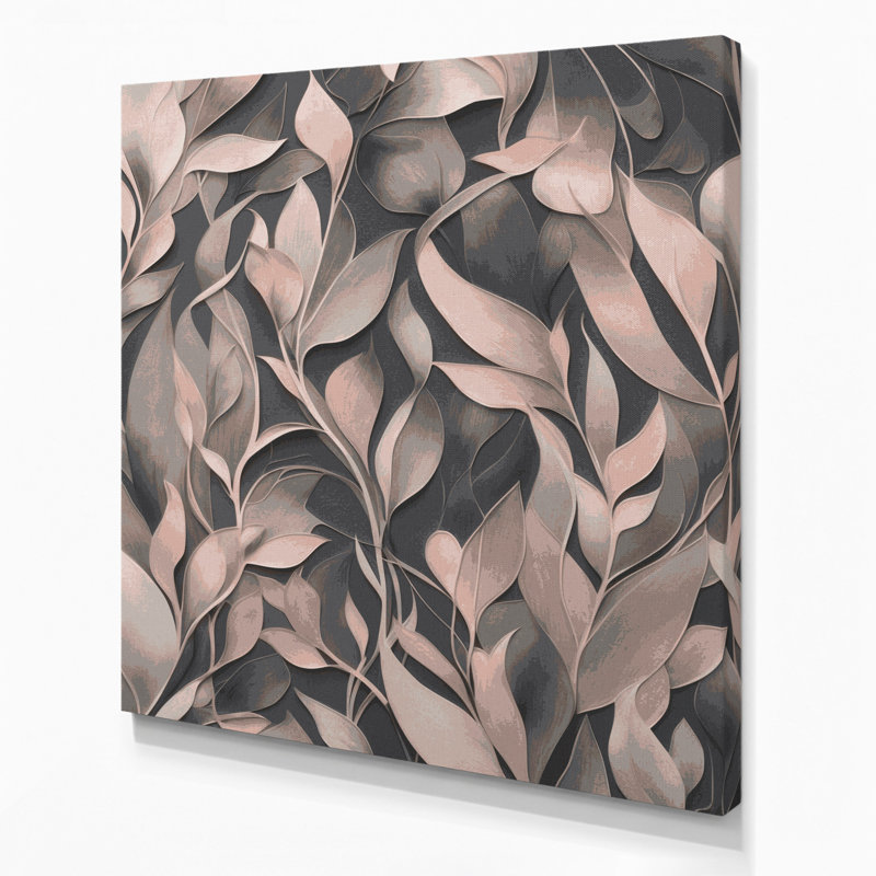 Abstrait floral 11, art mural sur toile grise, H 16 po x l 16 po