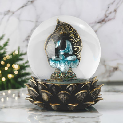 4.75"H Buddha On Lotus Snow Globe