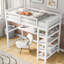Lit mezzanine simple avec tablettes de rangement et bureau sous le lit-631707288-631707289