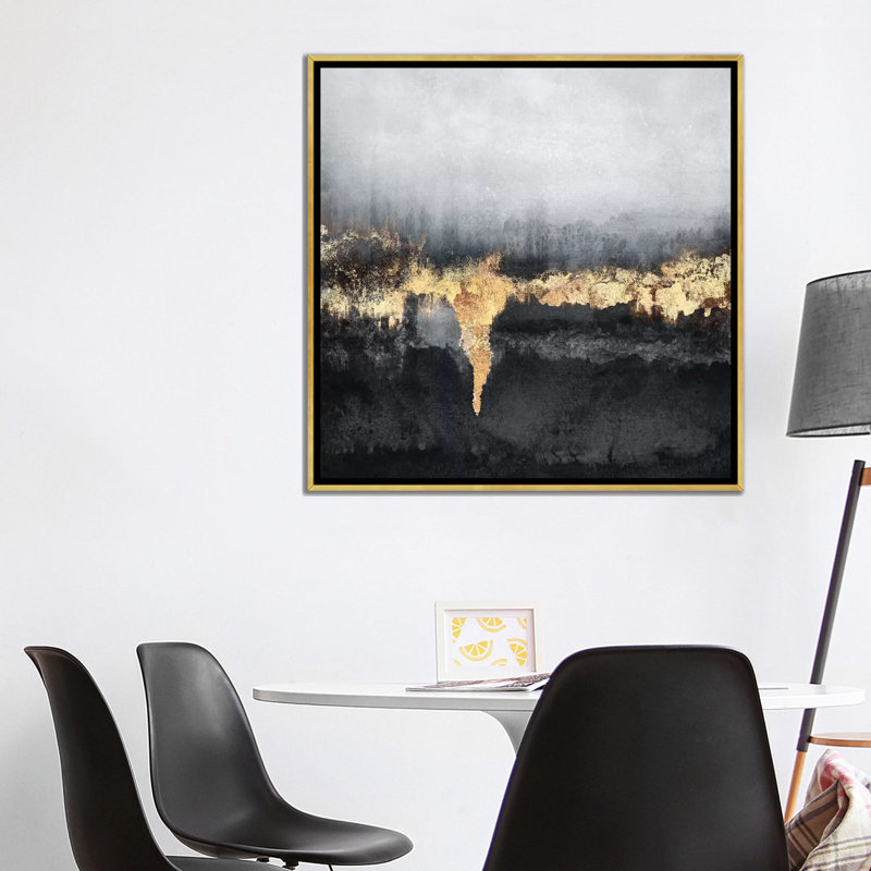 « Uneasy-Square » par Elisabeth Fredriksson-reproduction d’art, H 37 po x l 37 po x P 1,5 po, Toile encadrée d'or