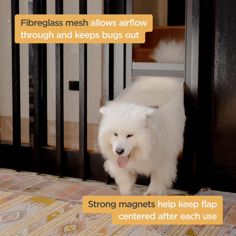 Medium Black Aluminum Sliding Door Pet Insert for Dogs and Cats
