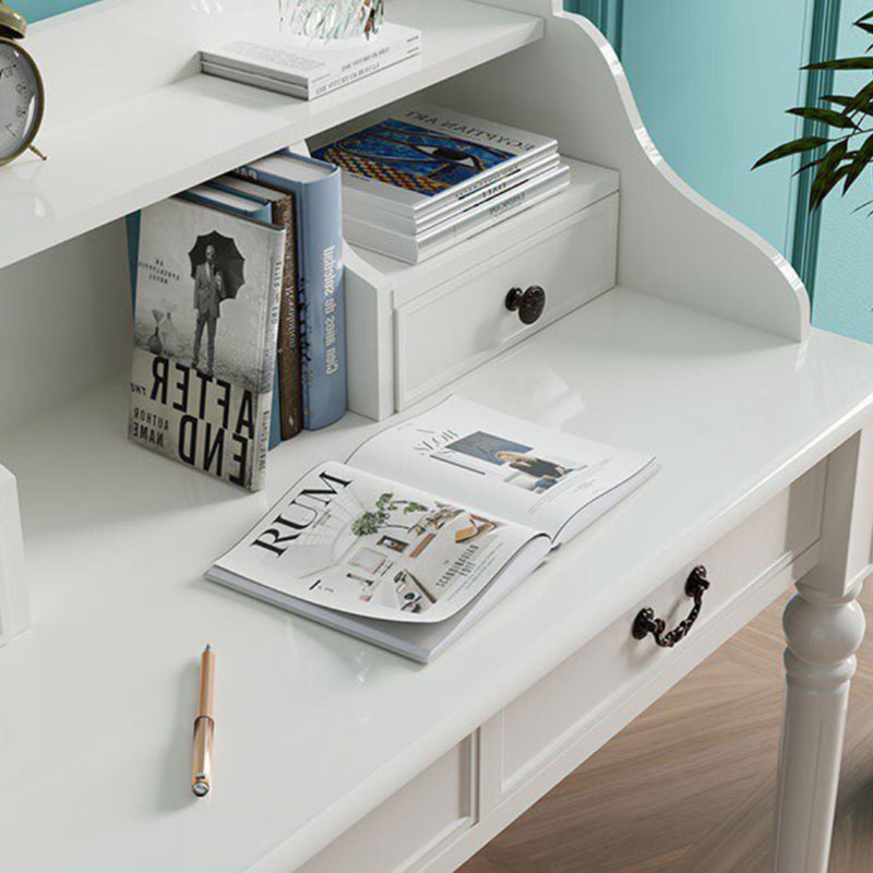 Bureau d'écriture Retro, Blanc, H 44,09 po x l 47,24 po x P 19,68 po