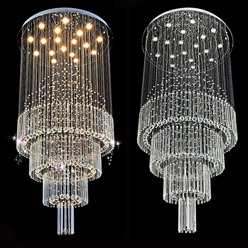 18-light Large Modern Luxury Crystal Chandelier Raindrop Flush Mount Ceiling Light