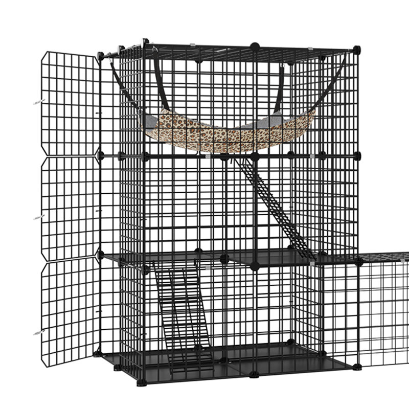 Large Cat Playpen and Cat Cage with Tunnel and Hammock