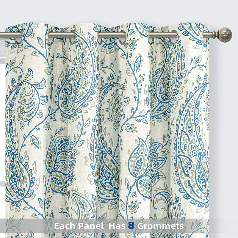 Kamsy Blackout Sliding Panel Pair, Blue/Green