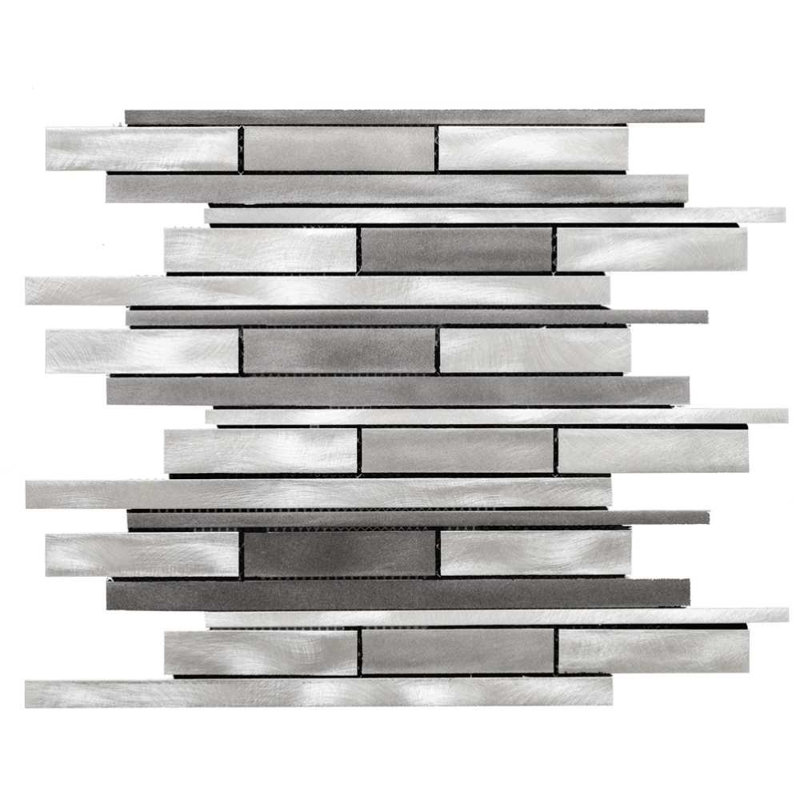 Mason 1" x 3" Metal Linear Mosaic Tile, Grigio