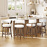Tabouret de bar et de comptoir pivotant à 360 ° avec garniture cloutée, chaise de bar rembourrée en bois massif pour îlot de cuisine