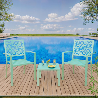 Ensemble bistro 3 pièces - Ensemble de mobilier de patio empilable avec 2 chaises et une table