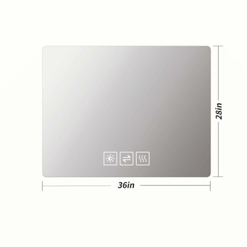 Miroir de salle de bain avec lumières à DEL avant et rétro-éclairé, anti-buée, pour miroirs de salle de bain à fixation murale, 3 couleurs et 5 niveaux de luminosité, horizontal / vertical