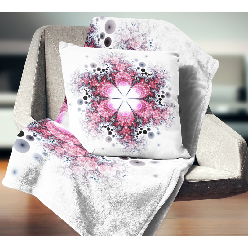 Violet Fractal Flower Pattern - Abstract Printed Pillow, 16" x 16", Throw Pillow
