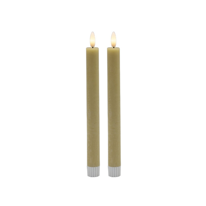 2 bougies coniques sans flamme Med, Jaune
